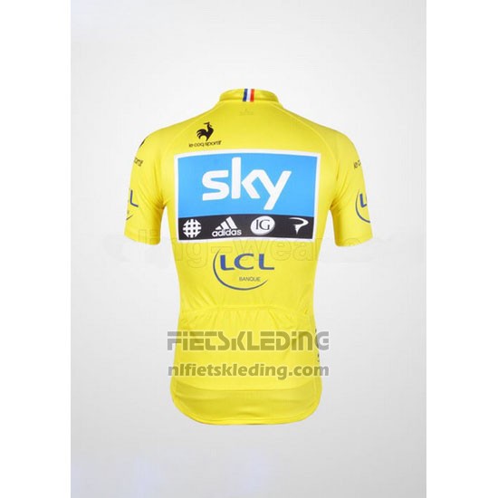 2012 Fietskleding Sky Lider Azuur en Geel Korte Mouwen en Koersbroek